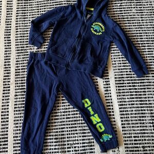 Freestyle Size 4 blue dinaosur boys 2 piece sweat pants and hoodie